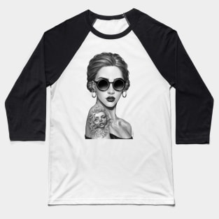 Pencil Portrait of an Inked Lady Baseball T-Shirt